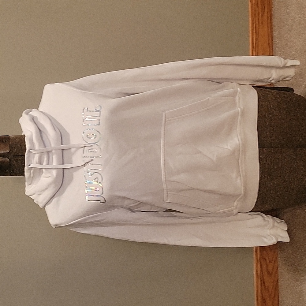 Nike white hoodie with reflective writing